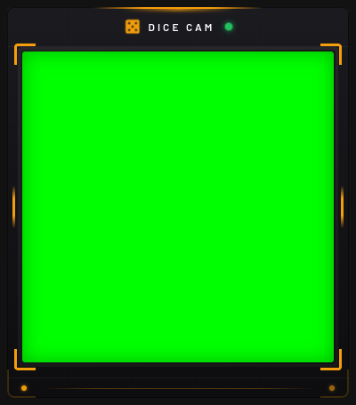 Dice cam overlay in Tech style with a green chroma-key interior